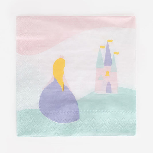 20 serviettes anniversaire princesse fabriquées en Europe écoresponsable