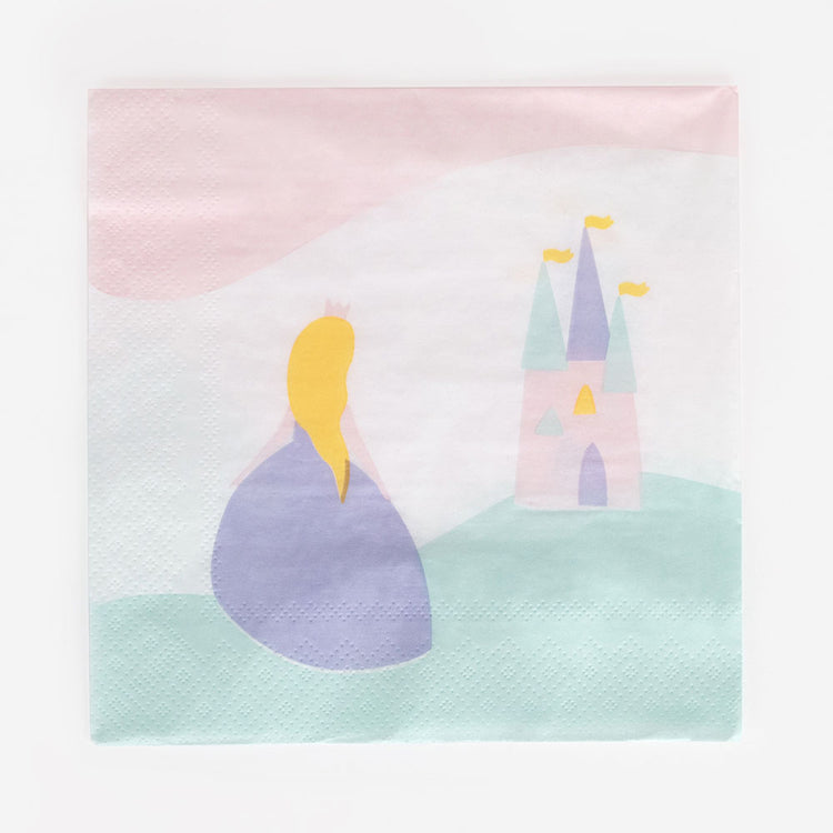 20 serviettes anniversaire princesse fabriquées en Europe écoresponsable