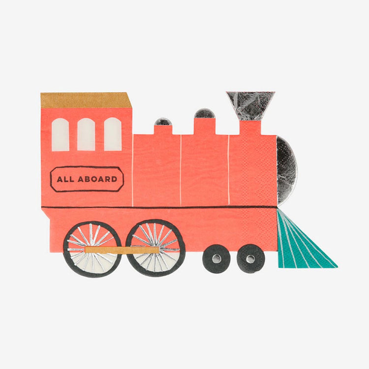 Serviettes train rouge pour décorer votre table d'anniversaire train