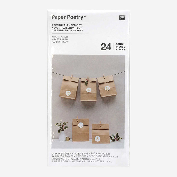 My Little Day : set de calendrier de l'avent en kraft décoration de fête