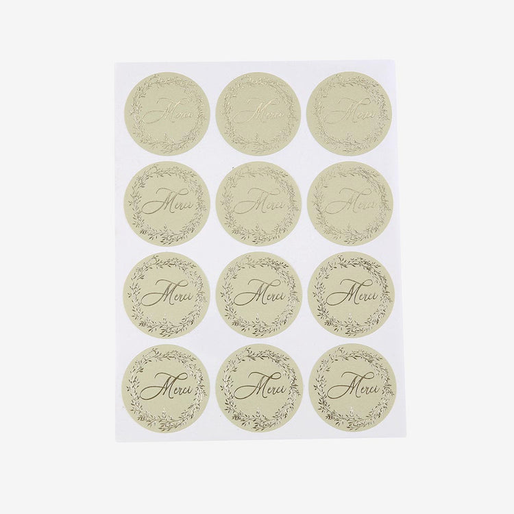 Stickers autocollants brindille sauge : remerciement mariage botanique