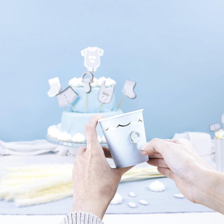 Stickers et toppers baby boy parfaits pour une décoration baby shower bleu