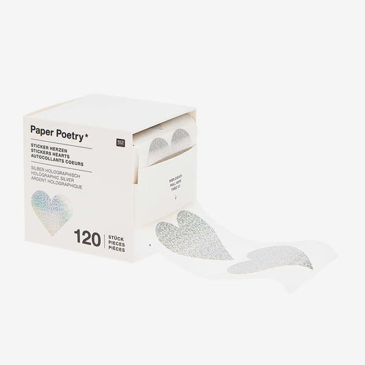 Accessoire loisirs créatifs : rouleau de stickers coeur iridescent