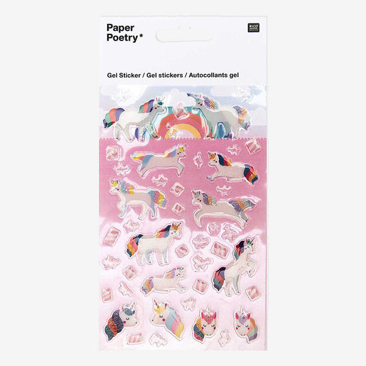 Anniversaire licorne planche de stickers relief