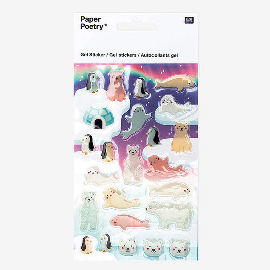 Planche de stickers en relief animaux polaire petit cadeau enfant