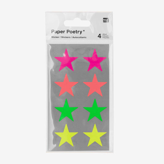 Stickers en forme d'étoiles fluo pour customiser vos carnets