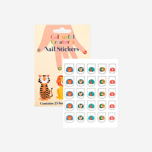 Stickers d'ongles motif animaux sauvages pour anniversaire thème safari