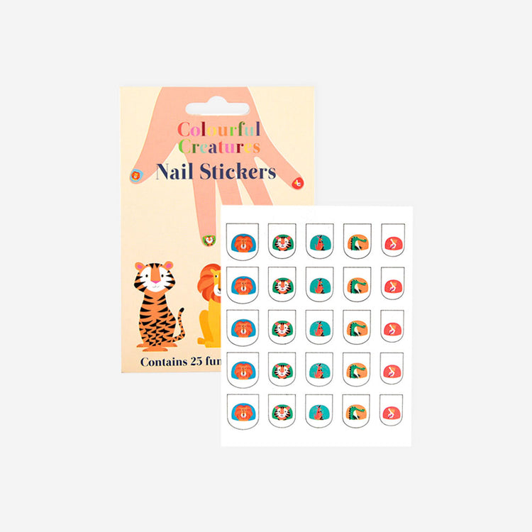 Stickers d'ongles motif animaux sauvages pour anniversaire thème safari