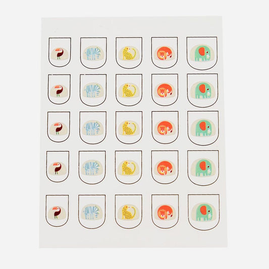 Stickers autocollant pour ongles safari : cadeau anniversaire enfant