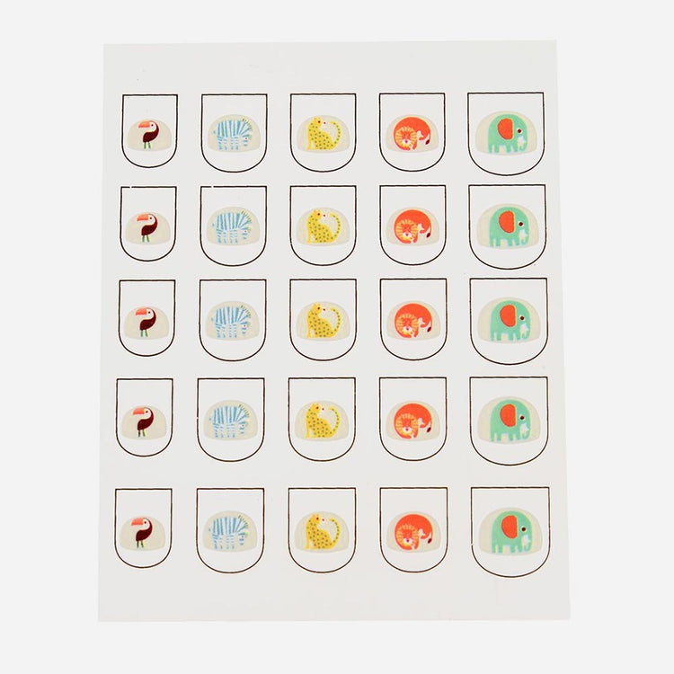 Stickers autocollant pour ongles safari : cadeau anniversaire enfant