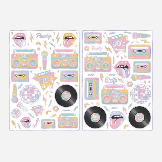 Stickers rétro pour deco anniversaire Barbie ou soirée années 90