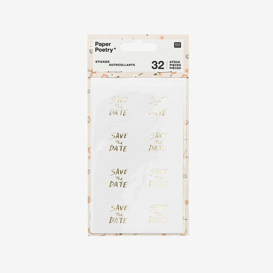 32 stickers dorés save the date décoration faire-part mariage