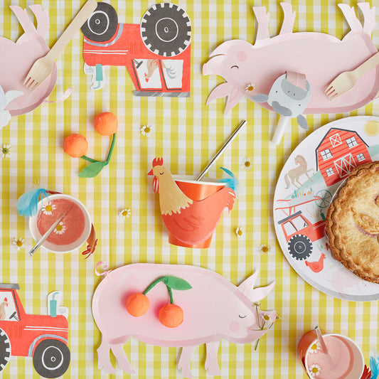 Anniversaire enfant thème femre : assiettes en forme de cochon My Little Day
