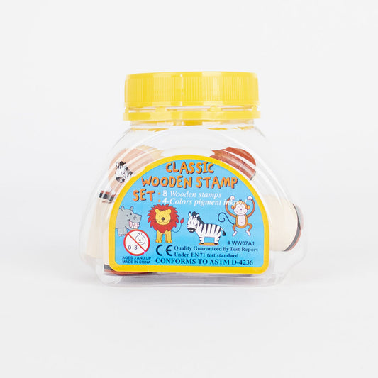 Atelier loisirs créatifs : 8 tampons encreur animaux sauvages en bois