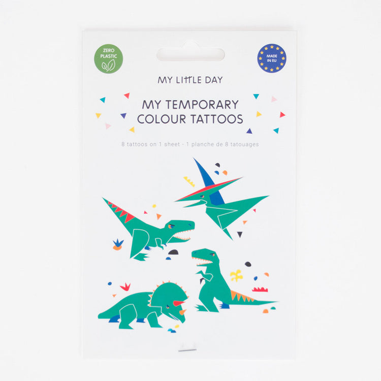 Tatouages éphémÚres dinosaures ecoresponsables pour anniversaire enfant