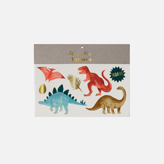 2 planches de tatouages dinosaures meri meri pour anniversaire garçon dinosaure