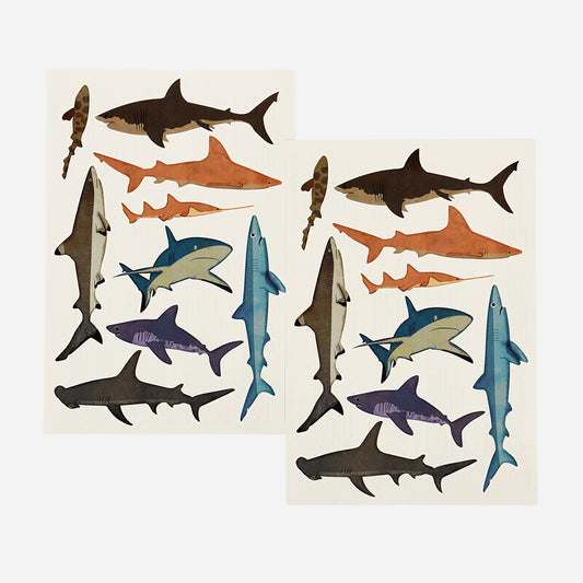 Cadeau fête d'anniversaire : plusieurs tatouages de requins éphémères