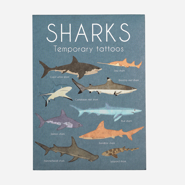 Planche de tatouages de requins à offrir à un enfant