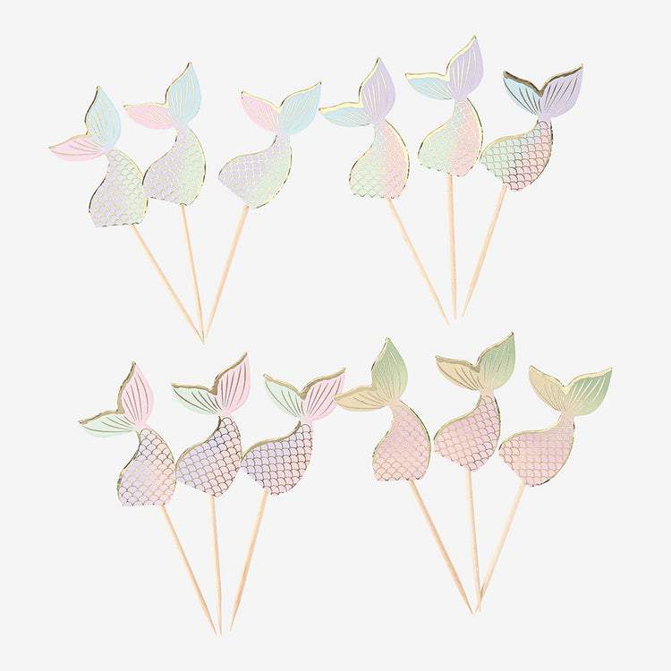 12 pics à cocktails sirene iridescente pour anniversaire sirene