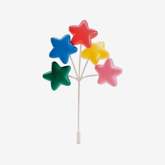 Decoration gateau anniversaire : figurine ballons étoiles multicolores