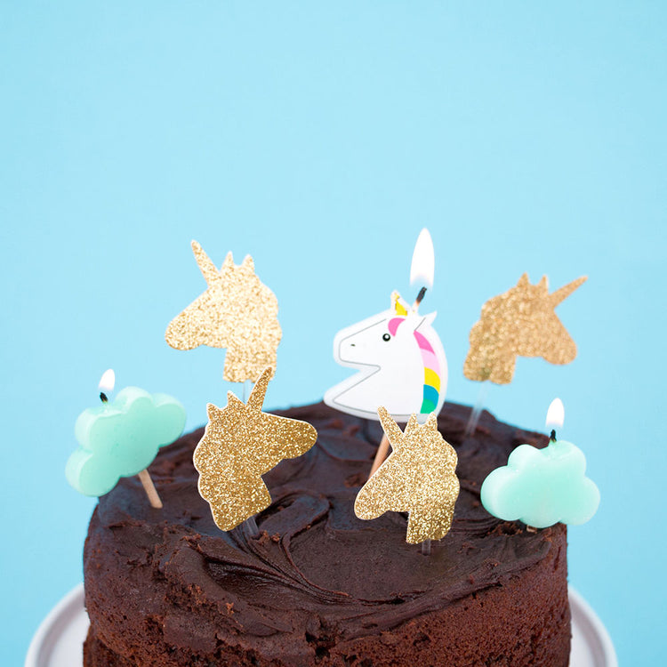 Toppers licornes dorées pour deco gateau anniversaire licorne