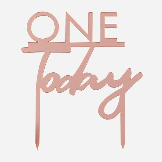 Topper gateau anniversaire 1 an rose Ginger Ray