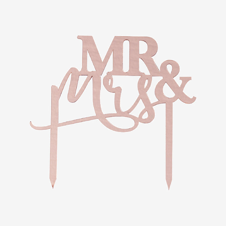 Topper rose Mr & Mrs pièce-montée mariage
