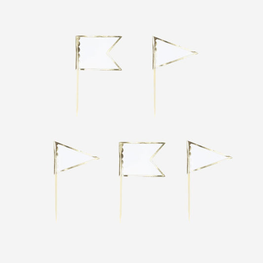 Toppers pics drapeaux blancs : deco table mariage, deco baptême