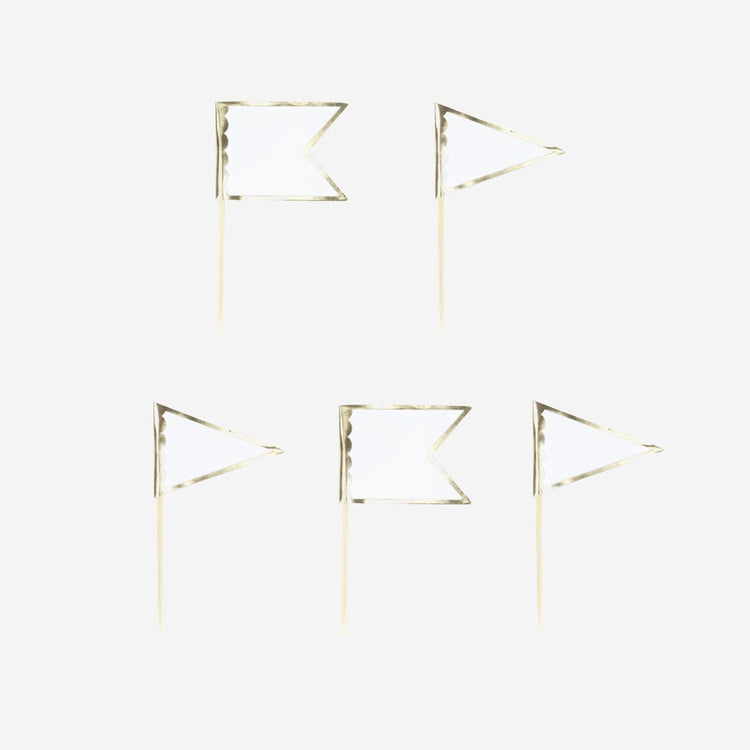 Toppers pics drapeaux blancs : deco table mariage, deco baptême