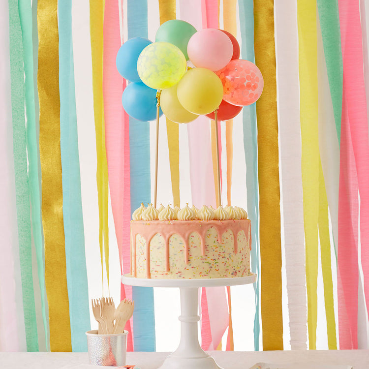 Kit cake topper ballon arc en ciel pour décoration gateau anniversaire enfant