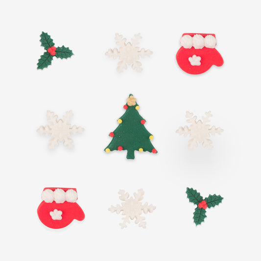 9 toppers en sucre Décoration Noël pour gateaux My Little Day