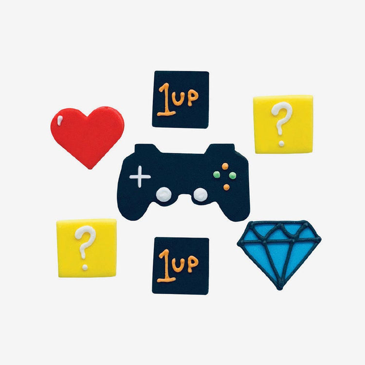 Anniversaire ado : toppers en sucre jeux videos pour deco gateau anniversaire