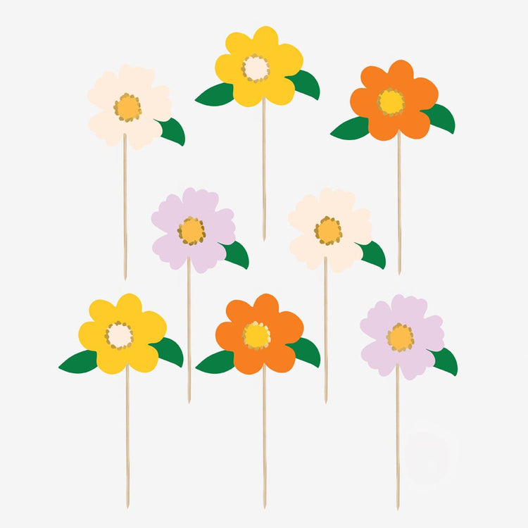 Déco anniversaire fleurs : toppers fleurs pour anniversaire ou mariage