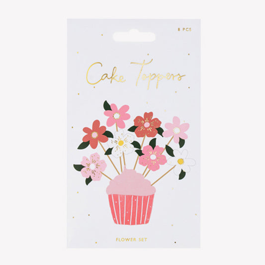 Kit de cake toppers fleurs pour décorer vos cupcakes de mariage