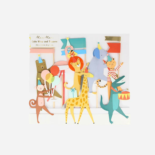 Kit de decoration gateau anniversaire parade des animaux Meri Meri