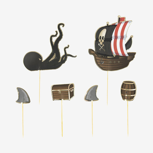 6 toppers de gâteau pirates pour décoration gâteau d'anniversaire