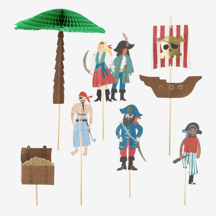 Déco de table pirate pour un anniversaire enfant : toppers pirate