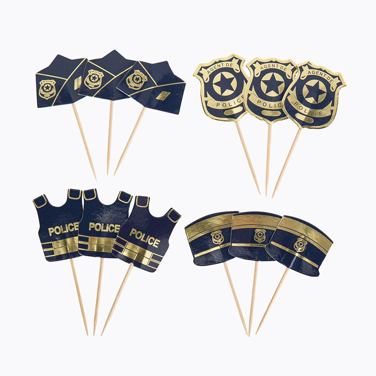 Toppers pour décoration de gateau anniversaire thème police