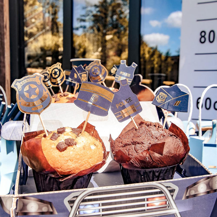 Decoration anniversaire police : toppers deco de gateau thème police