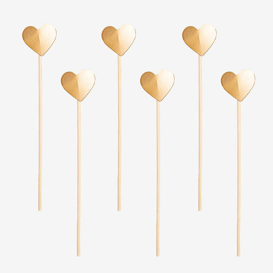 Pics coeur doré pour faire des brochettes de bonbons pour un candy bar