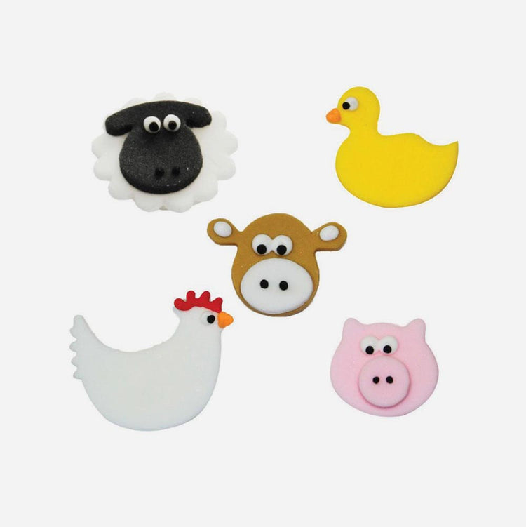 Decorations comestibles en sucre animaux de la ferme pour anniversaire