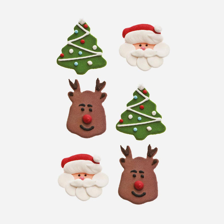 6 décorations comestibles noel tradi pour gateaux et cupcakes de Noel