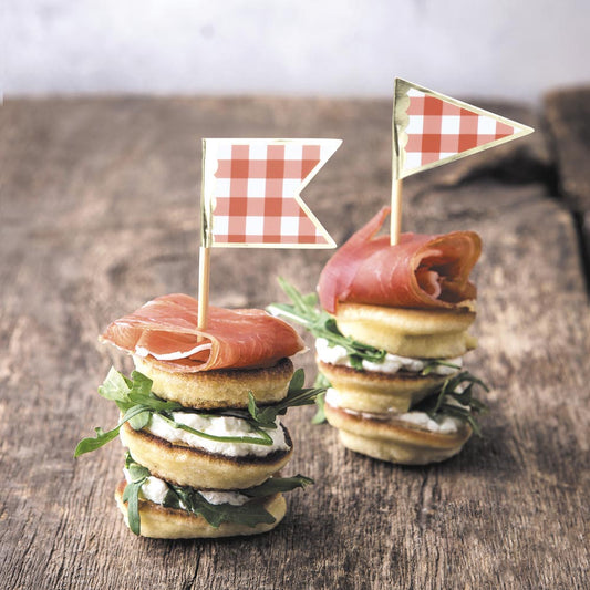 Toppers vichy pour mignardises buffet de mariage thème guinguette