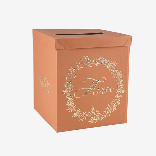 Urne terracotta et doré pour decoration de table mariage originale