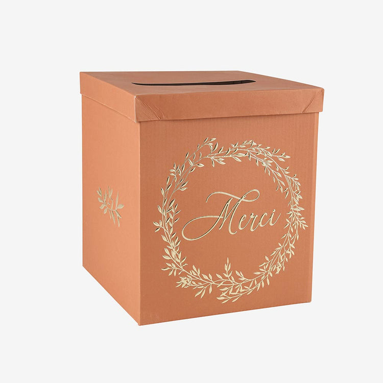 Urne terracotta et doré pour decoration de table mariage originale