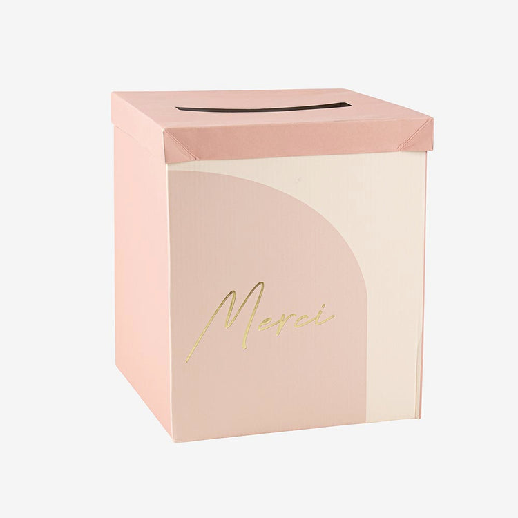 Urne merci blush nude pour decoration de table mariage originale