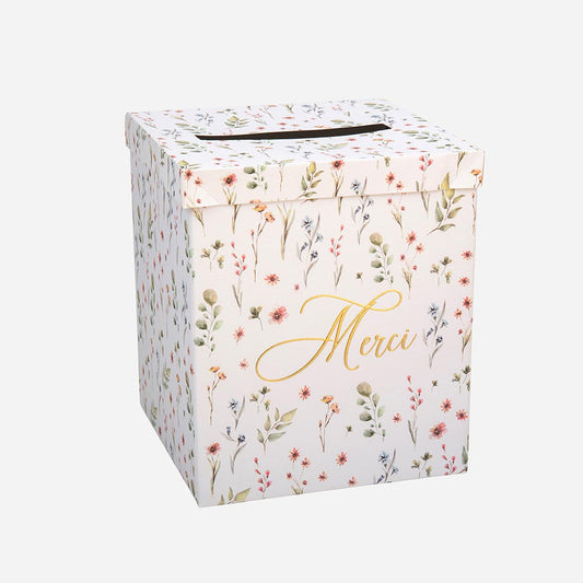 Urne mariage, urne baptême moitf fleur pour deco mariage botanique