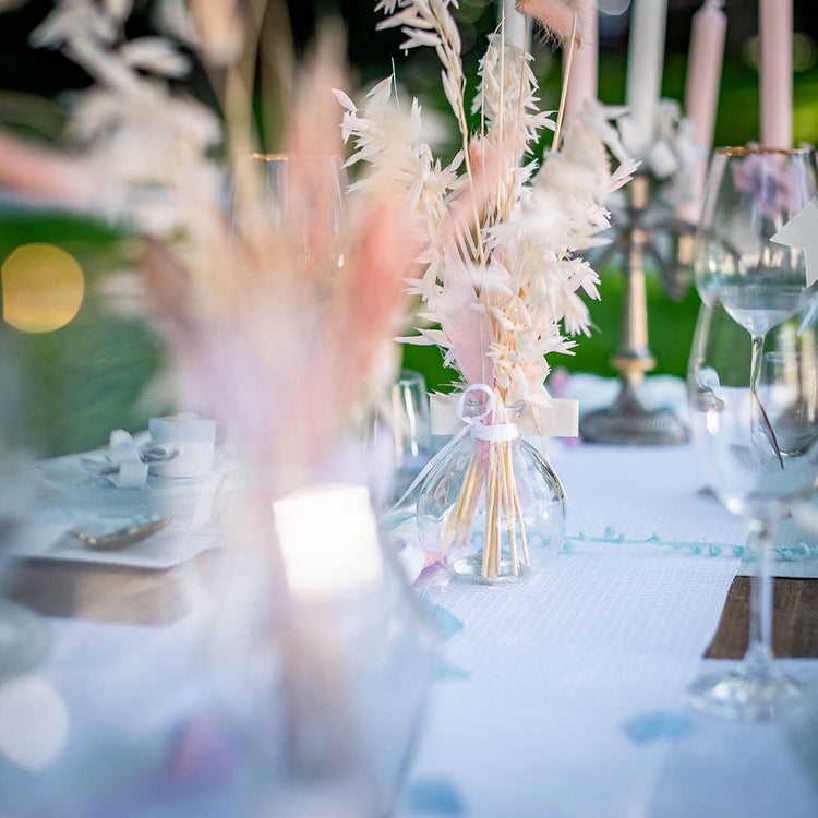 Décoration célébrations anniversaire mariage vase transparent bohème