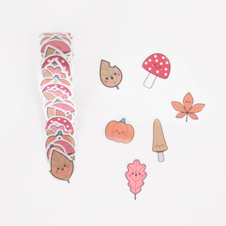 200 stickers d'automne feuilles et champignons