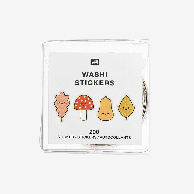 200 stickers d'automne feuilles et champignons